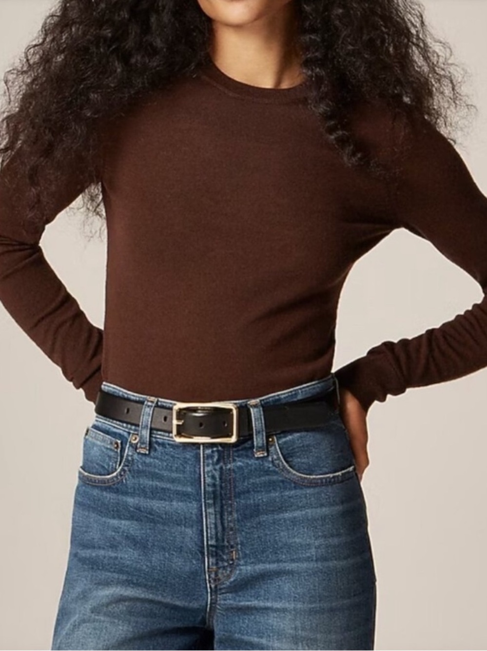 J.Crew 100% Merino Wool Carolyn Fitted Crewneck Sweater Brown NWT Flaw* Size XL